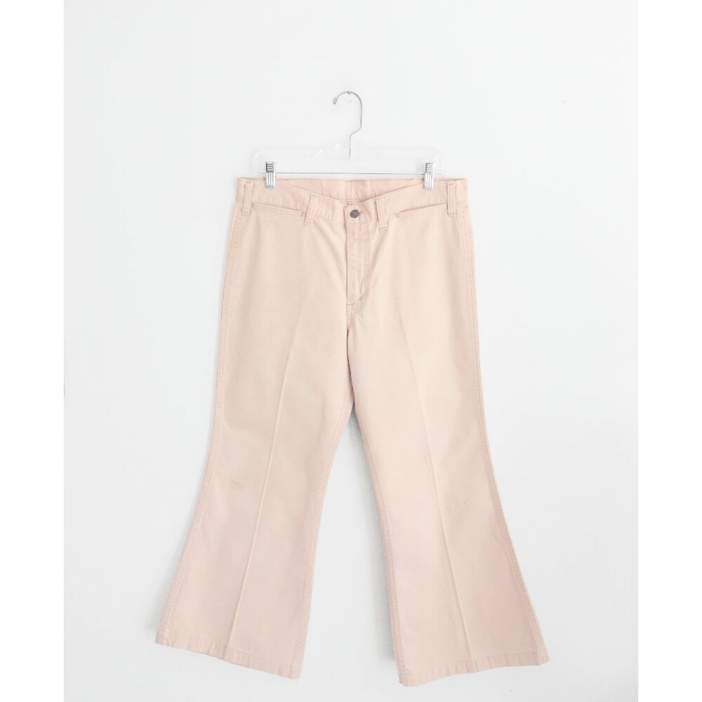 Vintage 70s Levi's Pink Beige Flare Leg Pants Jeans 36 x 30